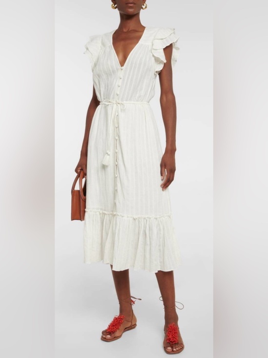 Veronica Beard Dresses & Skirts - EUC Veronica Beard Tinzia Glitter Striped White Midi Dress